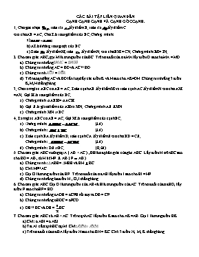 Các bài tập liên quan đến cạnh cạnh cạnh và cạnh góc cạnh